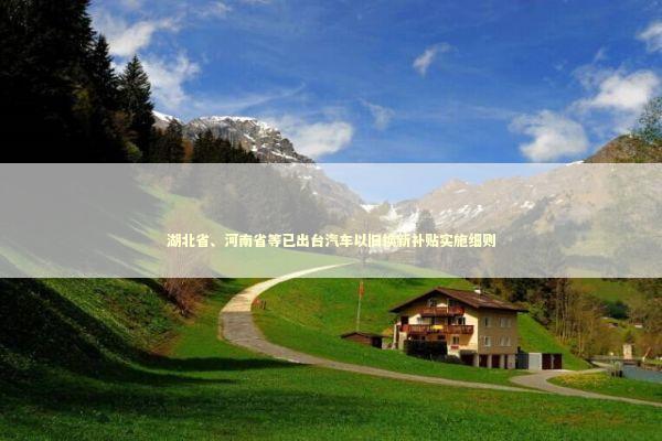 湖北省、河南省等已出台汽车以旧换新补贴实施细则